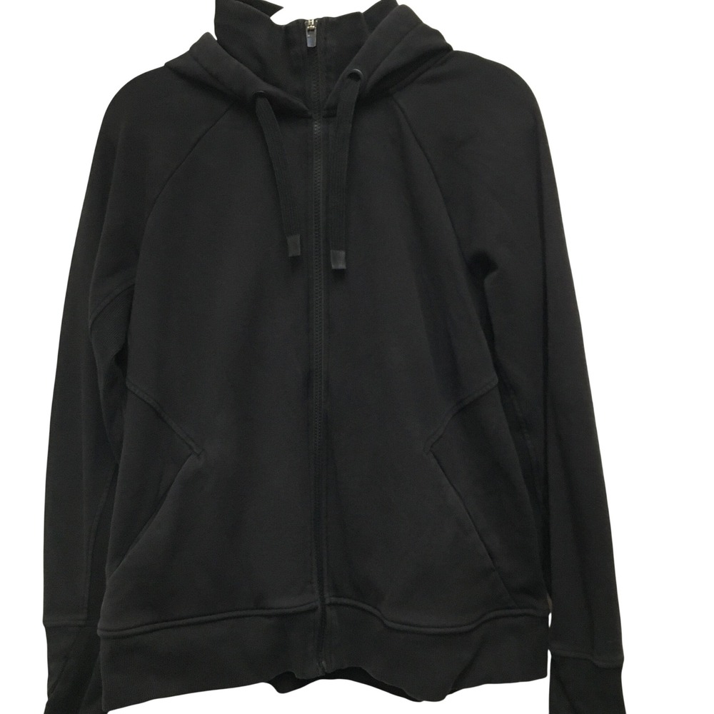 Athleta Triumph Full Zip Hoodie Large Black Athleisure Sporty Minimalist Casual